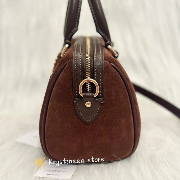NWT Coach Mini Rowan Crossbody Bag CCF29 suede/Vintage Brown - Picture 10 of 16